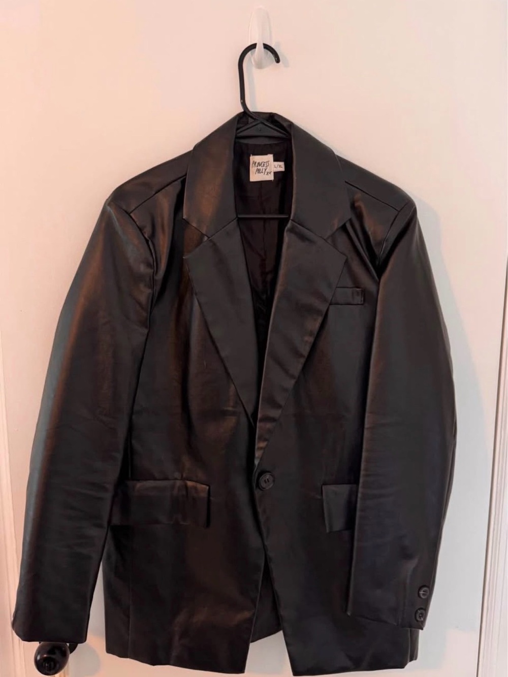 Princess Polly Black Faux Leather Blazer Jacket